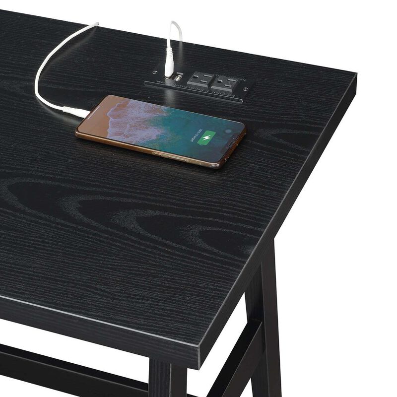 Convenience Concepts Designs2Go Trestle Desk with Charging Station, Black