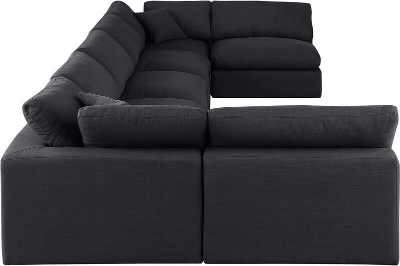Meridian Furniture Comfy Black Linen Textured Fabric Modular Sectional