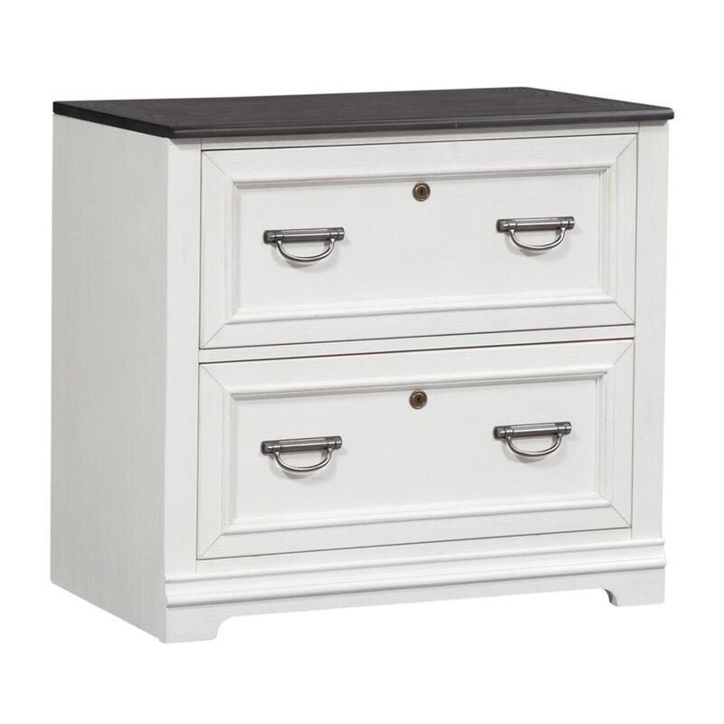 Liberty Furniture Allyson Park Bunching Lateral File Cabinet in Wirebrushed White w/ Charcoal Top image number 0