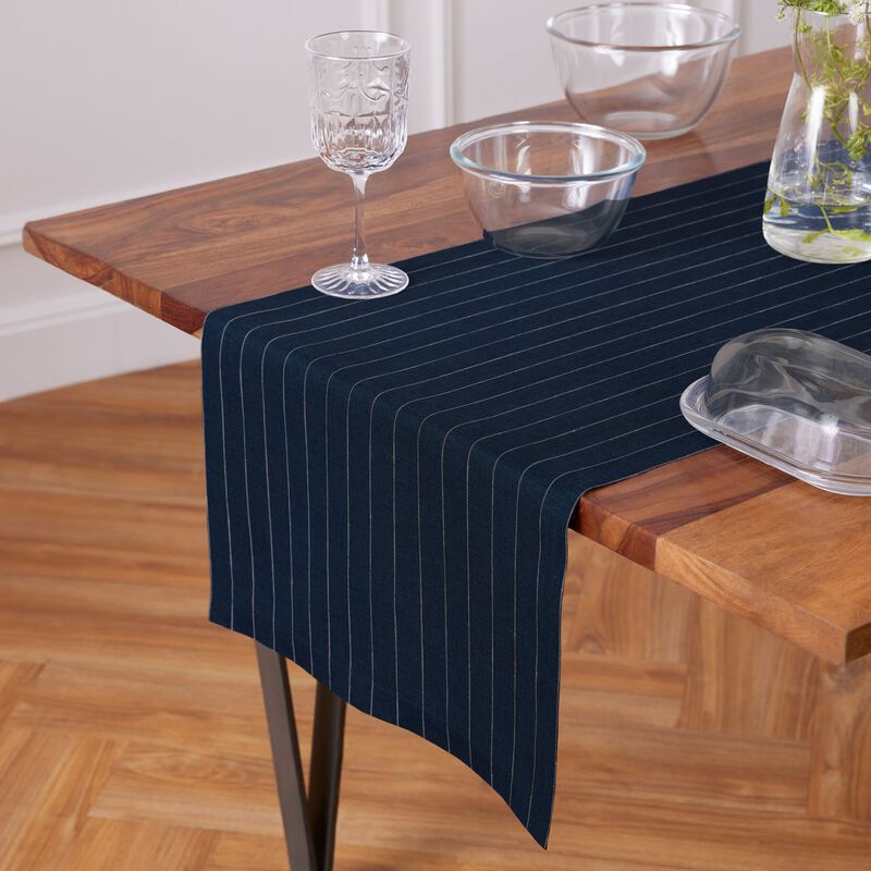 Linen Table Runner - Pinstripe