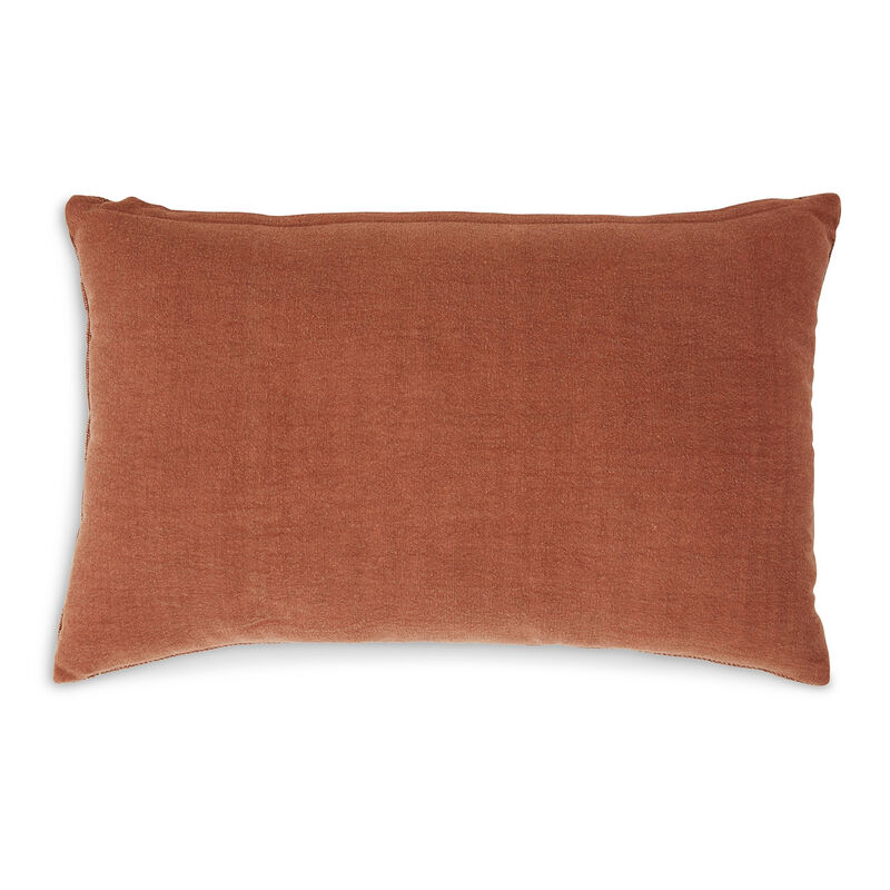 Ako 14 x 20 Lumbar Accent Throw Pillow, Spice Orange Cotton Stripe - Benzara