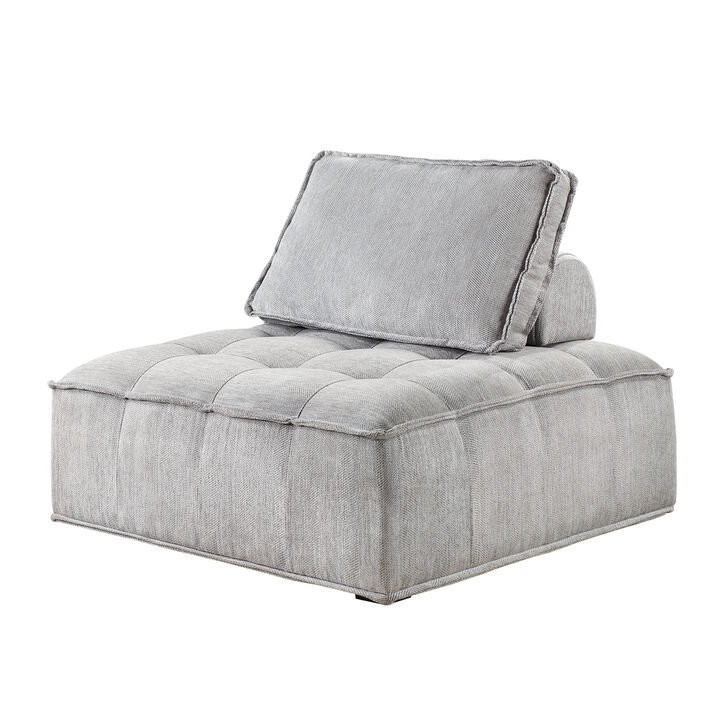 Upholstered Seating Armless Accent Chair 41.3x41.3x32.8 Inch Oversized Leisure Sofa Lounge Chair Lazy Sofa Barrel Chair for Living Room Corner Bedroom Office, Linen, Gray