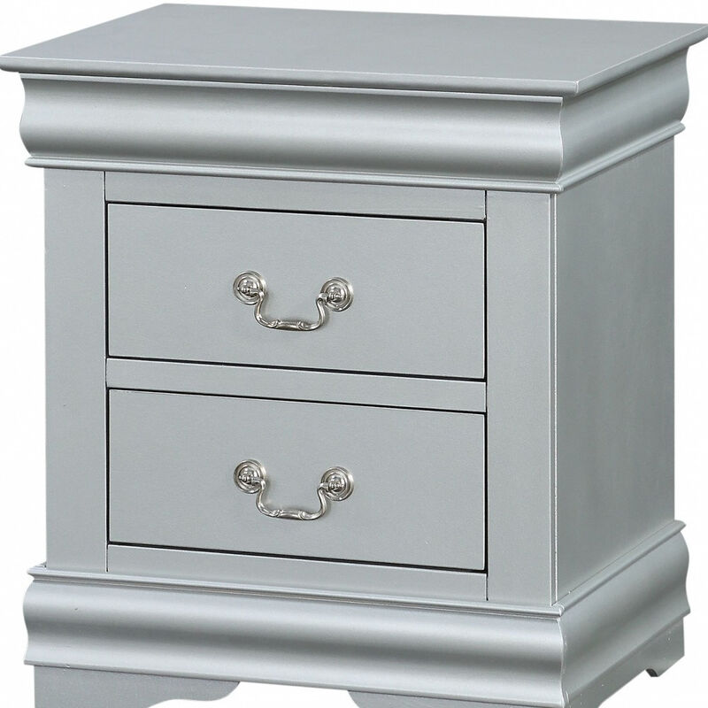 Mirrored Platinum 2-Drawer Nightstand &ndash; Glam Bedroom Furniture