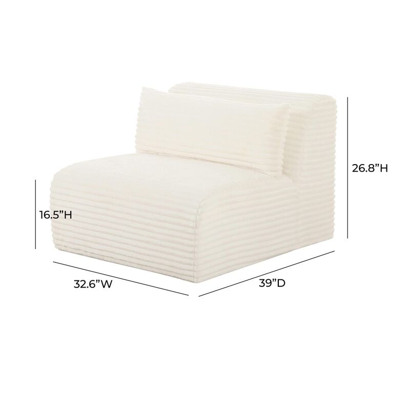 Casafoyer Tarra Fluffy Oversized Cream Corduroy Modular Armless Chair image number 2