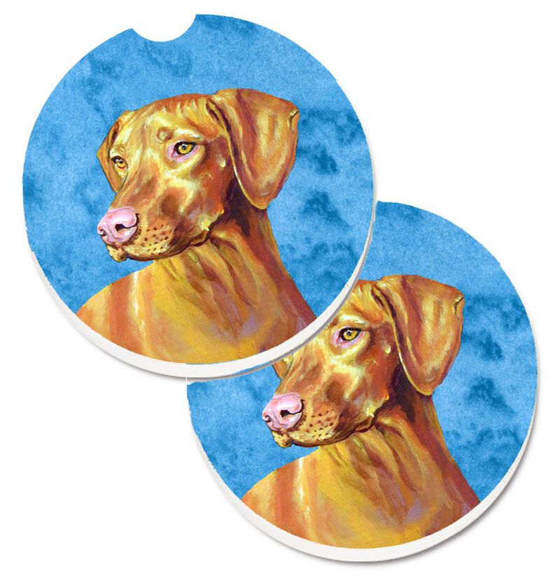 Caroline's Treasures Blue Vizsla Set of 2 Cup Holder Car Coasters LH9370BUCARC, 2.56, Multicolor image number 0