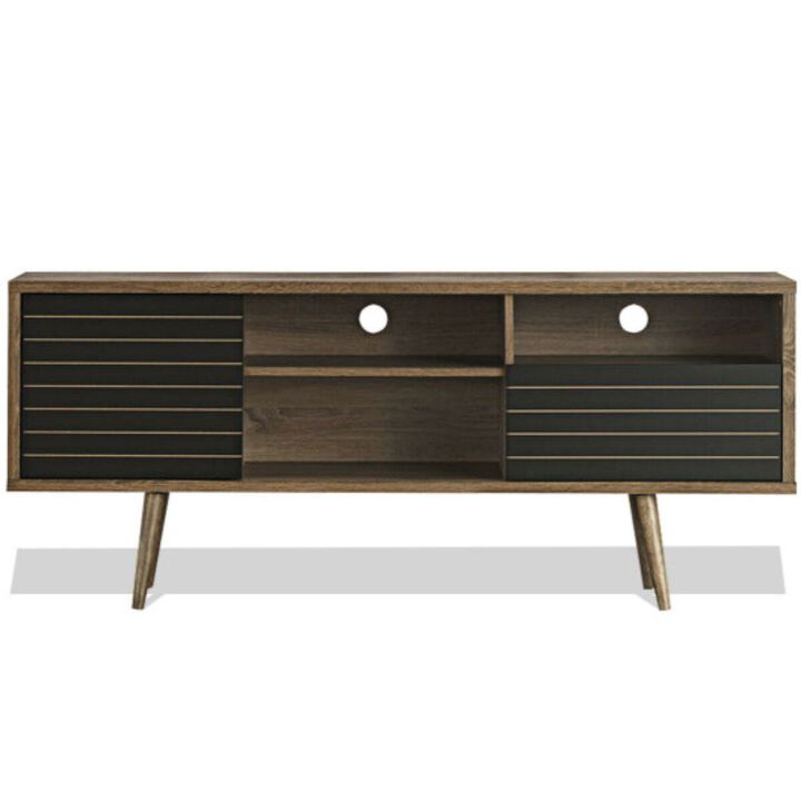 Mid-Century Modern TV Stand with Storage Shelves