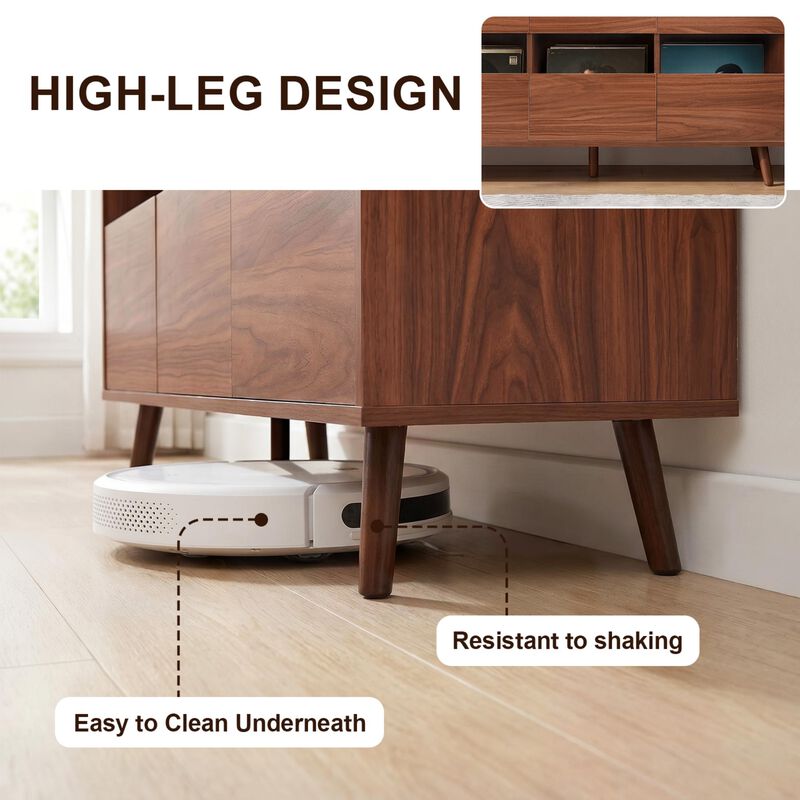 Flukro Vinyl Record Storage Media Console Cabinet image number 3