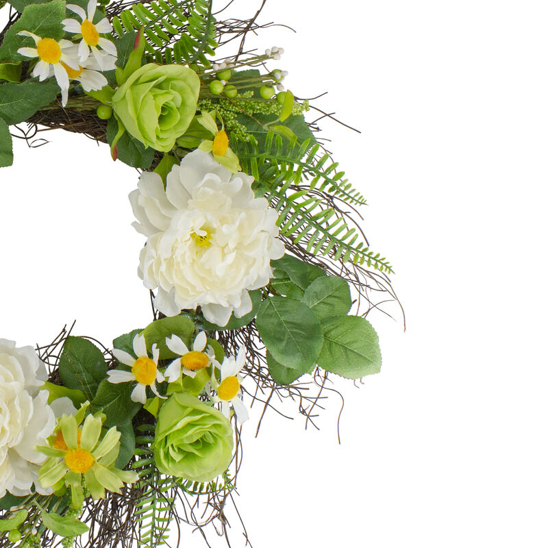 Mixed Floral Artificial Spring Wreath  22-Inch