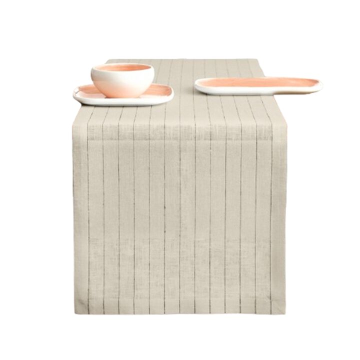 Solino Home 100% Pure Linen Table Runner - Pinstripe