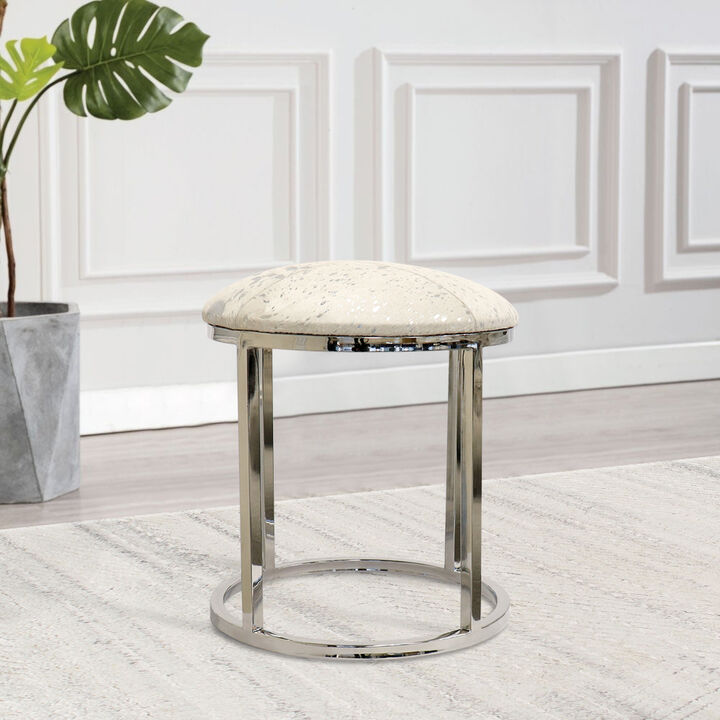 Pasargad Home Safari Steel & Cowhide Stool