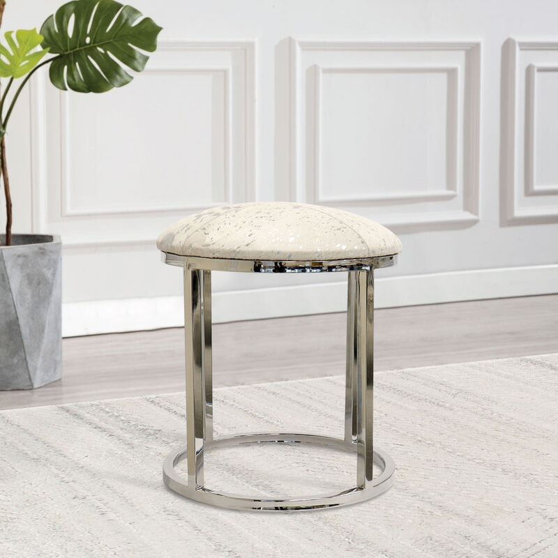 Pasargad Home Safari Steel & Cowhide Stool image number 1