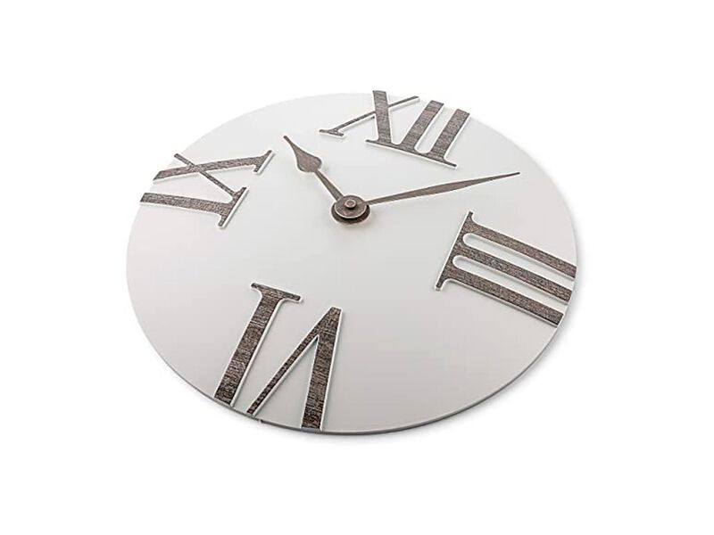 White Grey Convex Dining Wall Clock 12 Inch Silent Non Ticking Modern image number 2