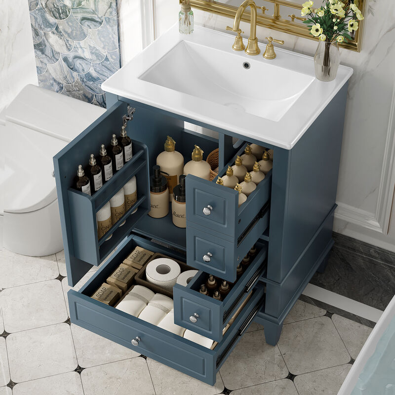 Merax Compact Freestanding Bathroom Vanity with Integrated Ceramic Sink