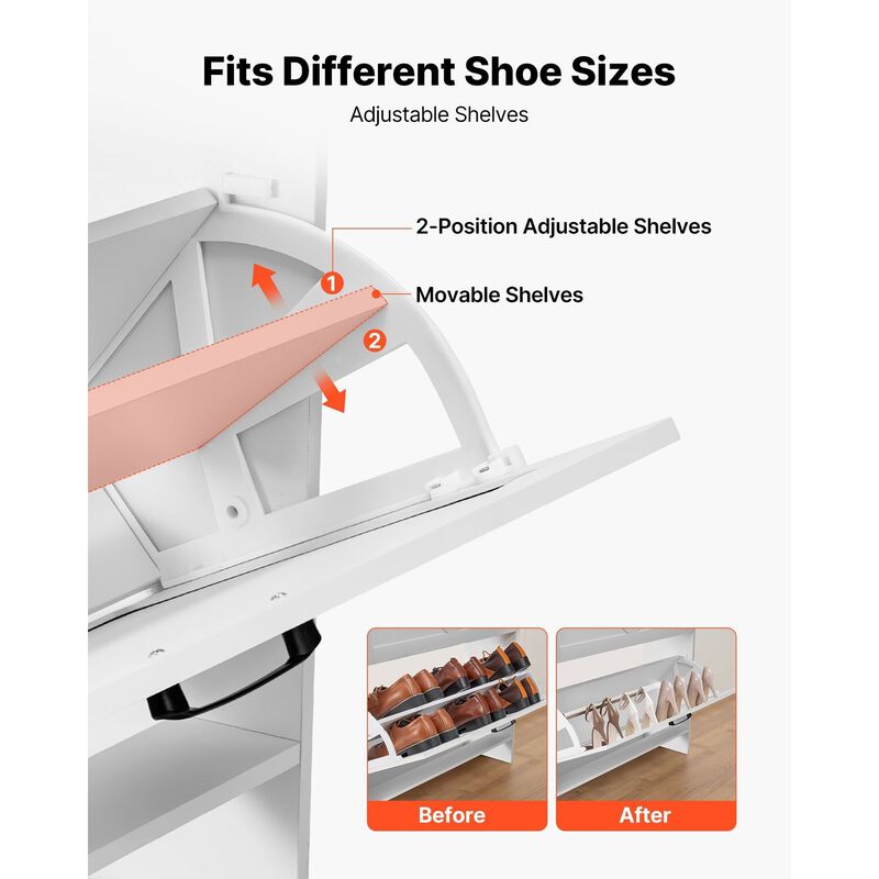 Shoe Cabinet with 2 Flip Drawers, Freestanding Storage Organizer for Entryway image number 5