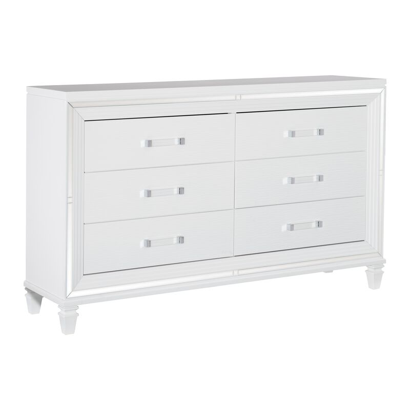 Queen Bedroom Set, White Wood, 4 Piece Set with 2 Nightstands and Dresser image number 6
