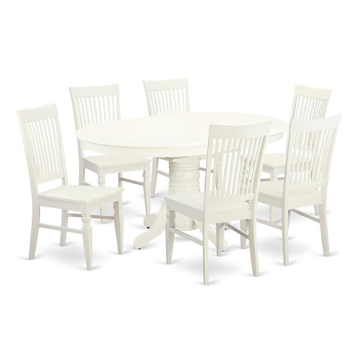 East West Furniture Dining Room Set Linen White, AVWE7-LWH-W
