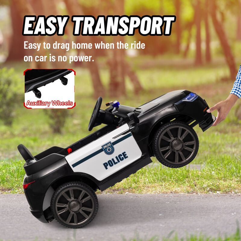 BreeBe 12V Kids Ride on Car w/ Remote Control, Siren, Light, Music, Spring Suspension, Horn & Transport Wheel image number 6