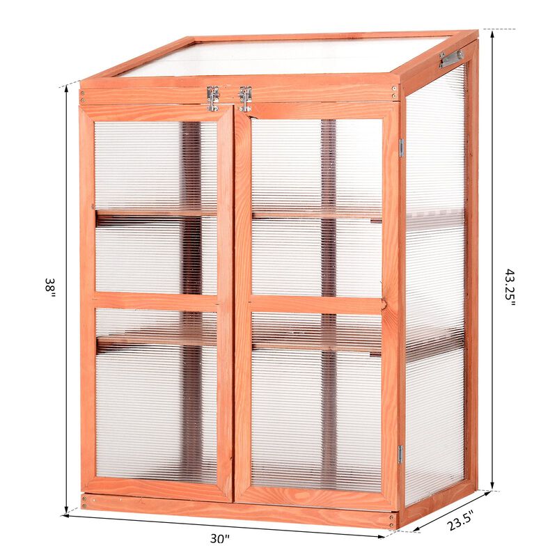 Wooden Plant Nursery: 30"x24"x43" Mini Greenhouse Cold Frame
