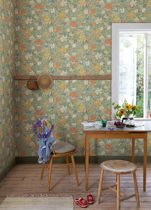 Midsommar Sage Floral Medley Wallpaper