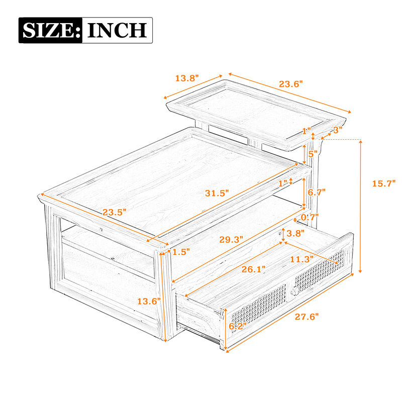 Merax Coffee Table with 1 Storage Shelf