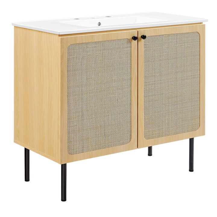 Modway EEI-6697-OAK-WHI Chaucer 36" Bathroom Vanity, Oak White
