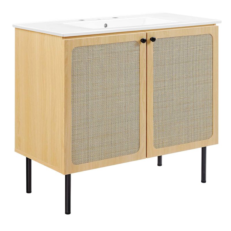 Modway EEI-6697-OAK-WHI Chaucer 36" Bathroom Vanity, Oak White image number 0