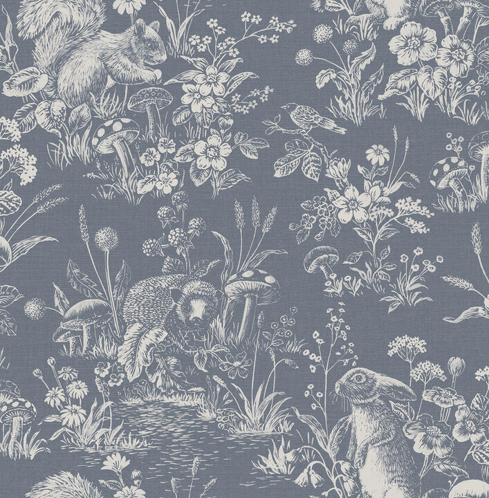Eames Blue Forest Friends Wallpaper