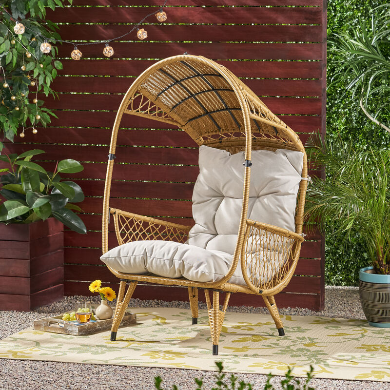 Merax Outdoor Wicker Standing Basket Chair with Cushion