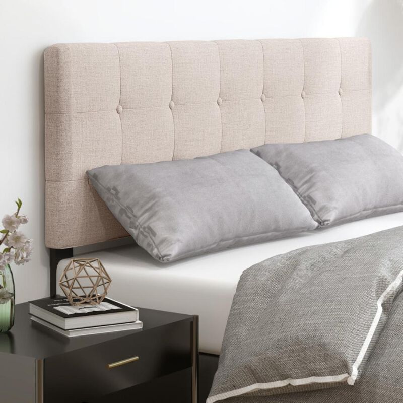 Hivvago Linen Upholstered Headboard with Solid Rubber Wood Legs