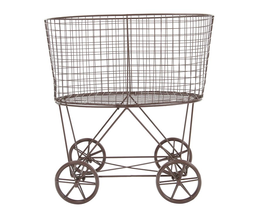 Metal Rolling Laundry Cart with Rack