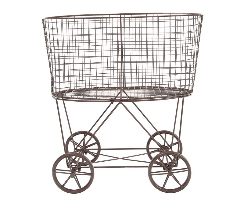 Metal Rolling Laundry Cart with Rack image number 0