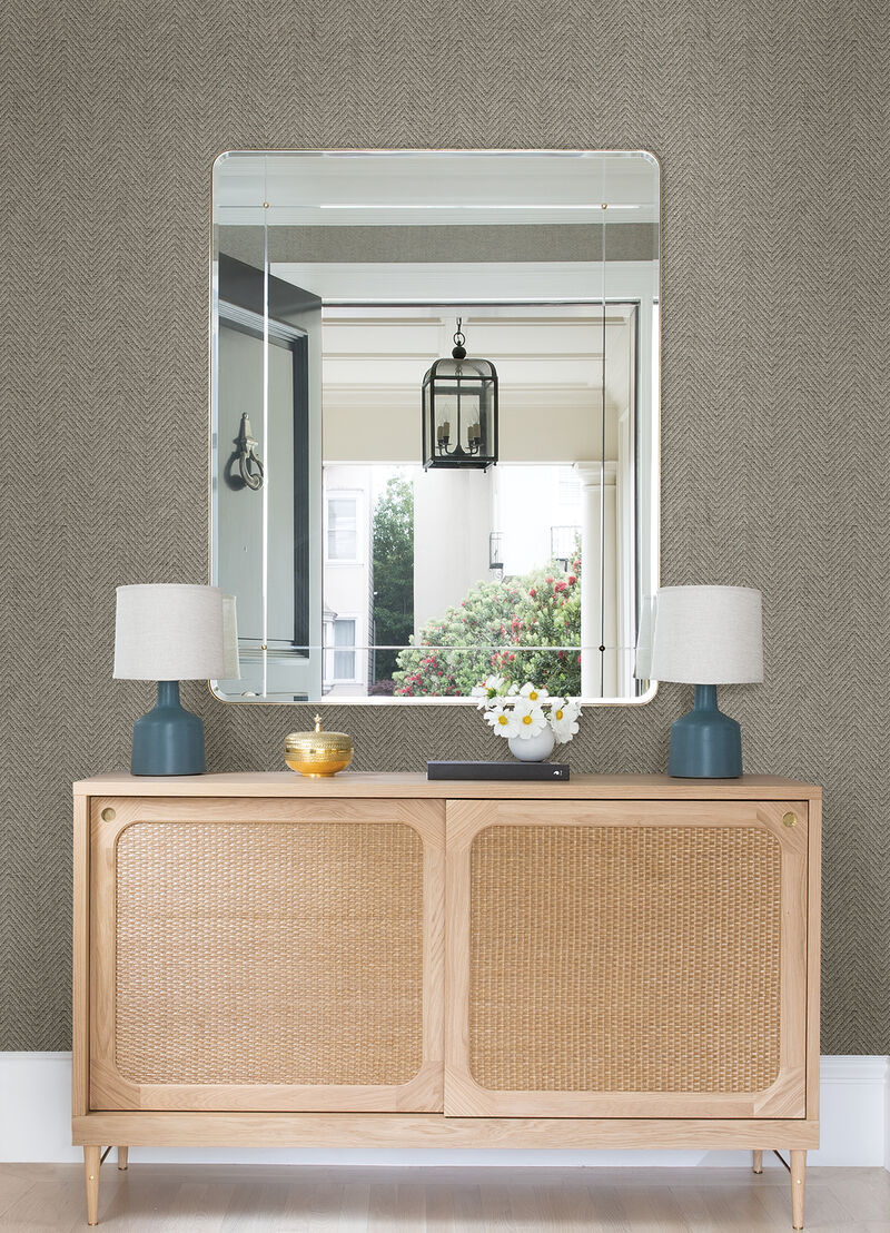 Madoka Dark Grey Paper Weave Grasscloth Wallpaper image number 1