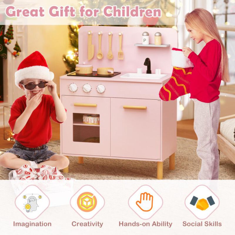 Hivvago Kids Kitchen Playset with Cooking Accessories and Storage