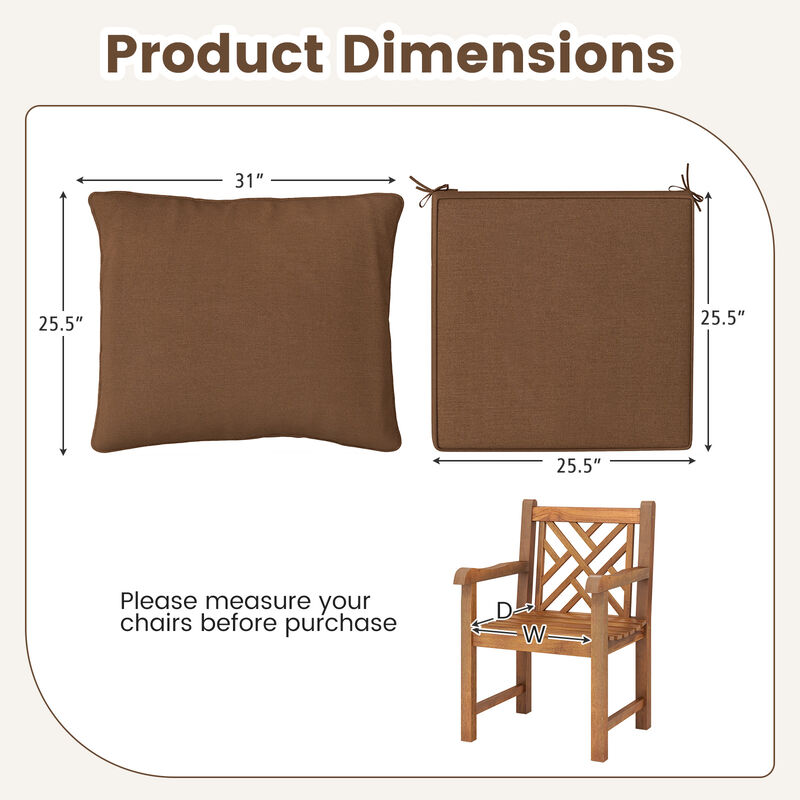 Deep Seat Chair Cushion Pads Set with Rope Belts for Indoor and Outdoor Comfort