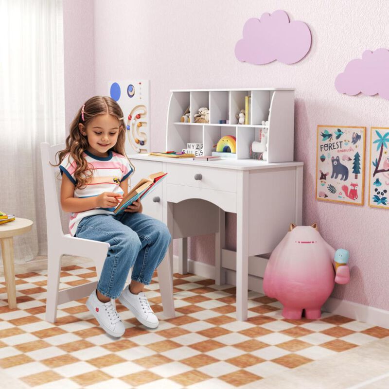Hivvago Kids Study Desk and Chair Set with Chair Hutch and Storage Cabinet for 3+ Years Old