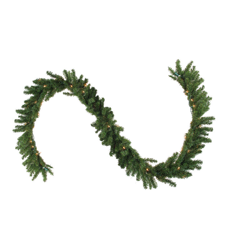 9' x 14" Pre-Lit Canadian Pine Artificial Christmas Garland  Clear Lights