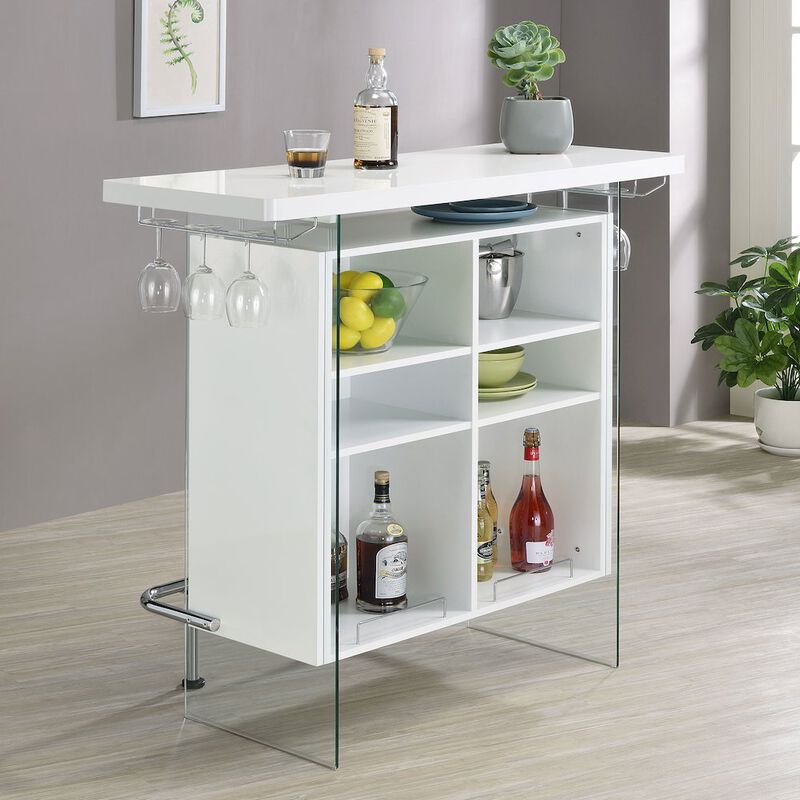 Coaster Co. of America Acosta Freestanding Home Bar Wine Cabinet White High Gloss