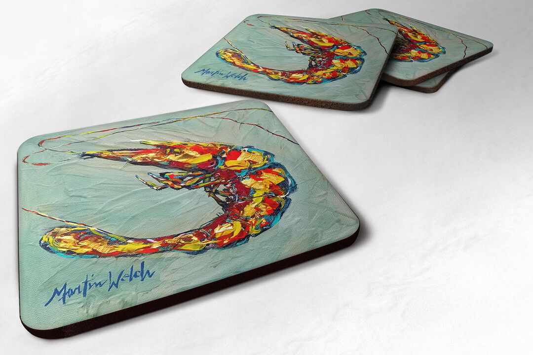 Caroline's Treasures MW1054FC Shrimp Ripples Foam Coasters (Set of 4), 3.5 H x 3.5 W, Multicolor