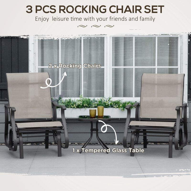 Hivvago 3-Piece Patio Gliders with Glass Top Table image number 3