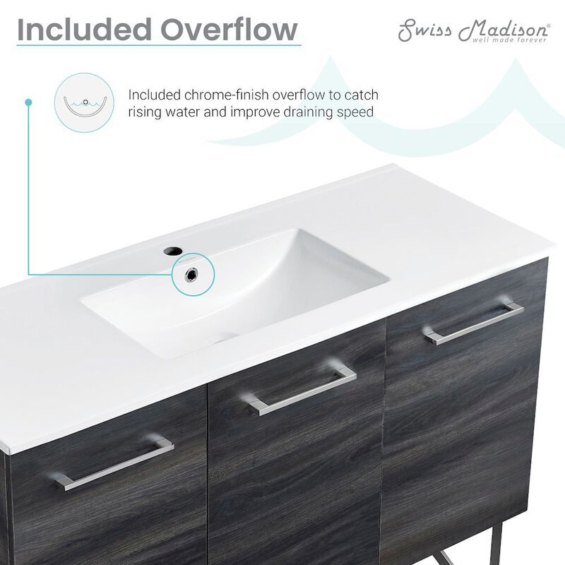 Annecy 48" Freestanding Bathroom Vanity in Black Walnut with Sink Top image number 4
