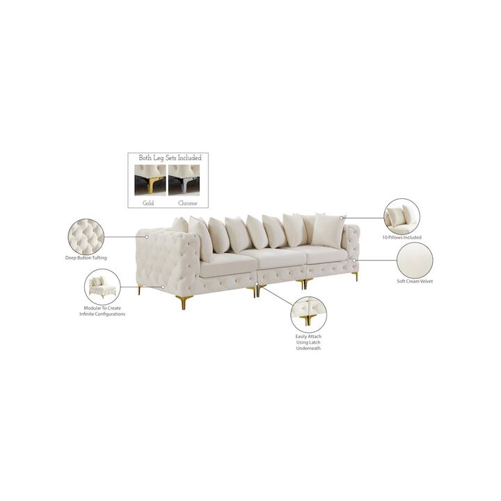 Meridian Furniture Tremblay Cream Velvet Modular Sofa