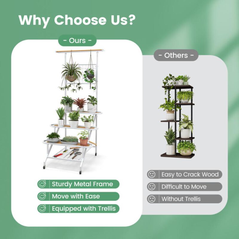 Hivvago 4-Tier Hanging Plant Stand with Hanging Bar
