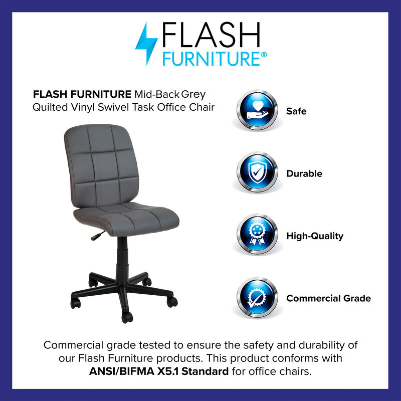 Clayton Mid-Back Quilted Vinyl Swivel Task Office Chair image number 9