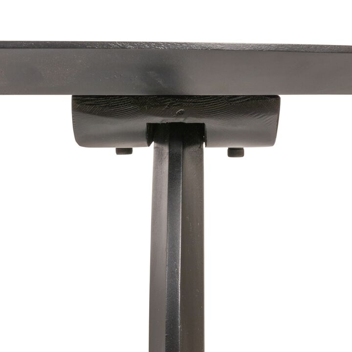 Pill-Shaped Acacia Wood Dining Table with Half-Moon Base