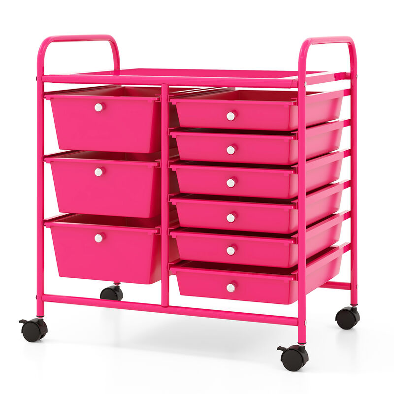 9-Drawer Rolling Organizer Cart &ndash; Multi-Color Storage with Metal Frame