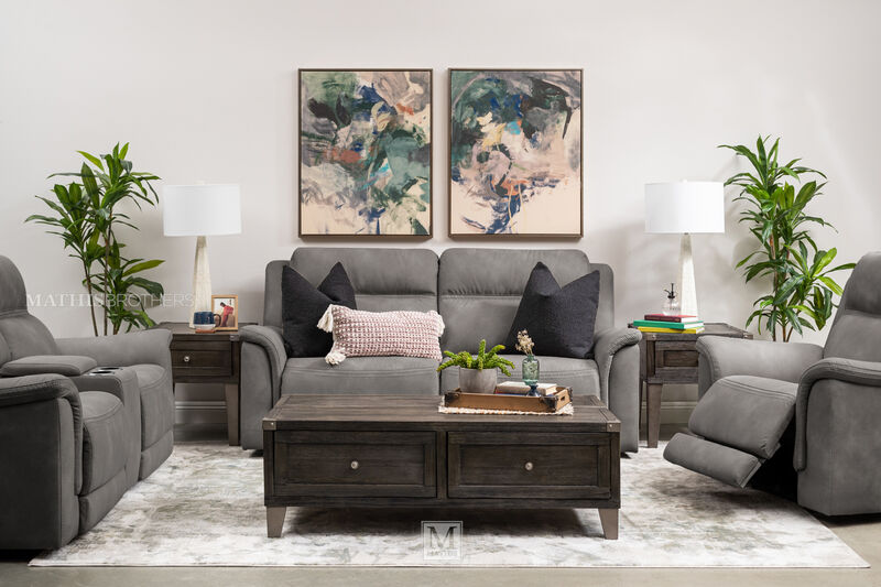 DuraPella Slate Power Reclining Loveseat with Console