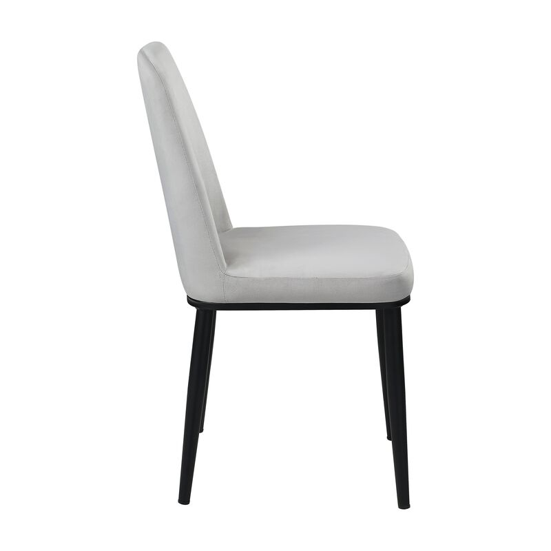 Lane 23 Inch Side Dining Chair, Gray Velvet, Armless, Black Metal, Set of 2 - Benzara image number 1