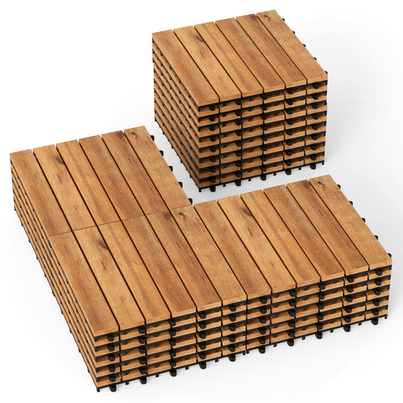54 Piece Interlocking Wood Deck Tiles for Outdoor Patio Balcony and Garden-Natural image number 0