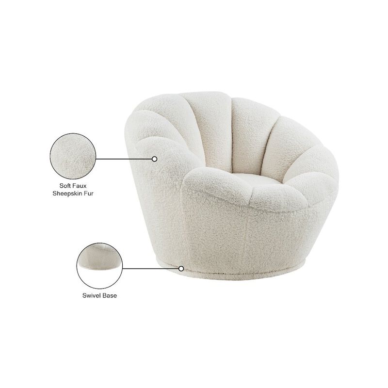 Meridian Furniture Dream White Faux Sheepskin Fur Accent Chair