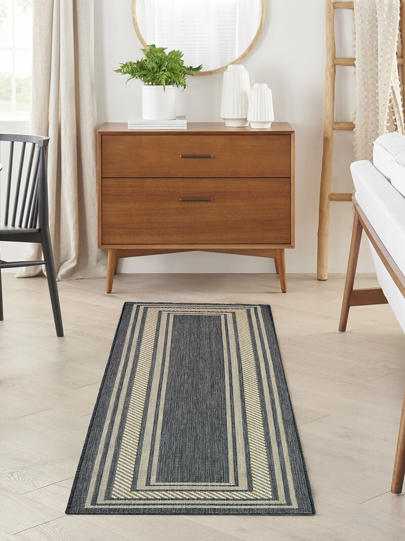 Horizon Indoor/Outdoor HOZ03 Charcoal 2' x 6' Rug